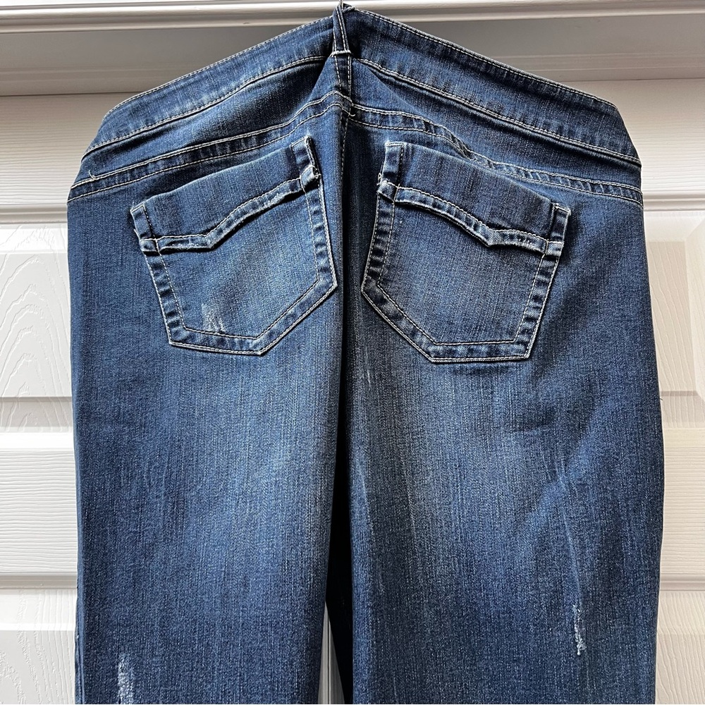 Rocks & Indigo Blue Denim Distressed Jeans, Size 14 - Picture 5 of 8